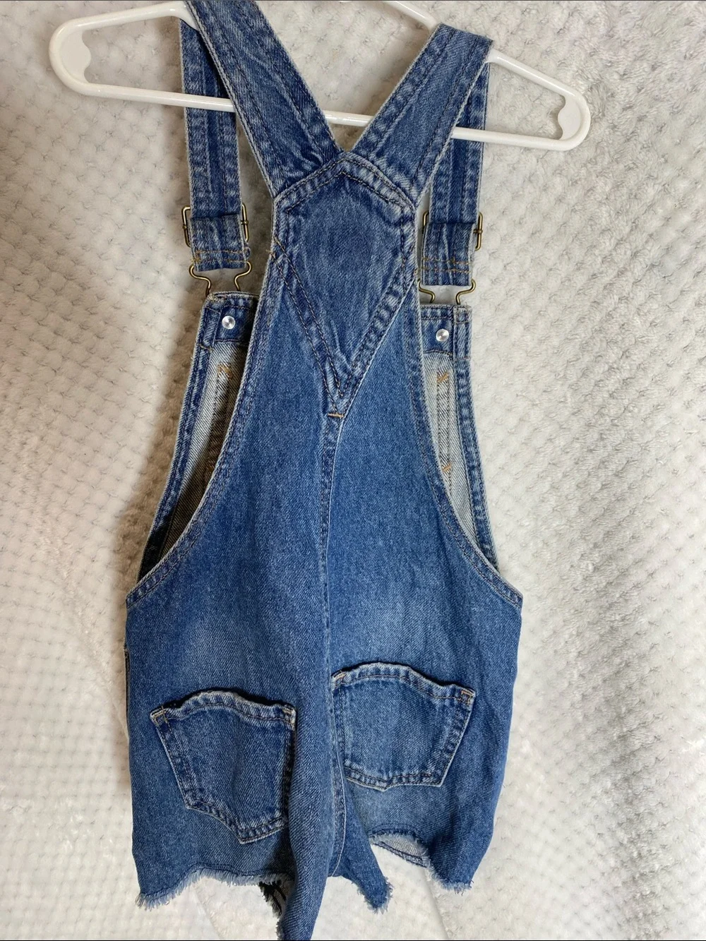 GAP Kids Distressed Denim Short Overalls Blue Jean